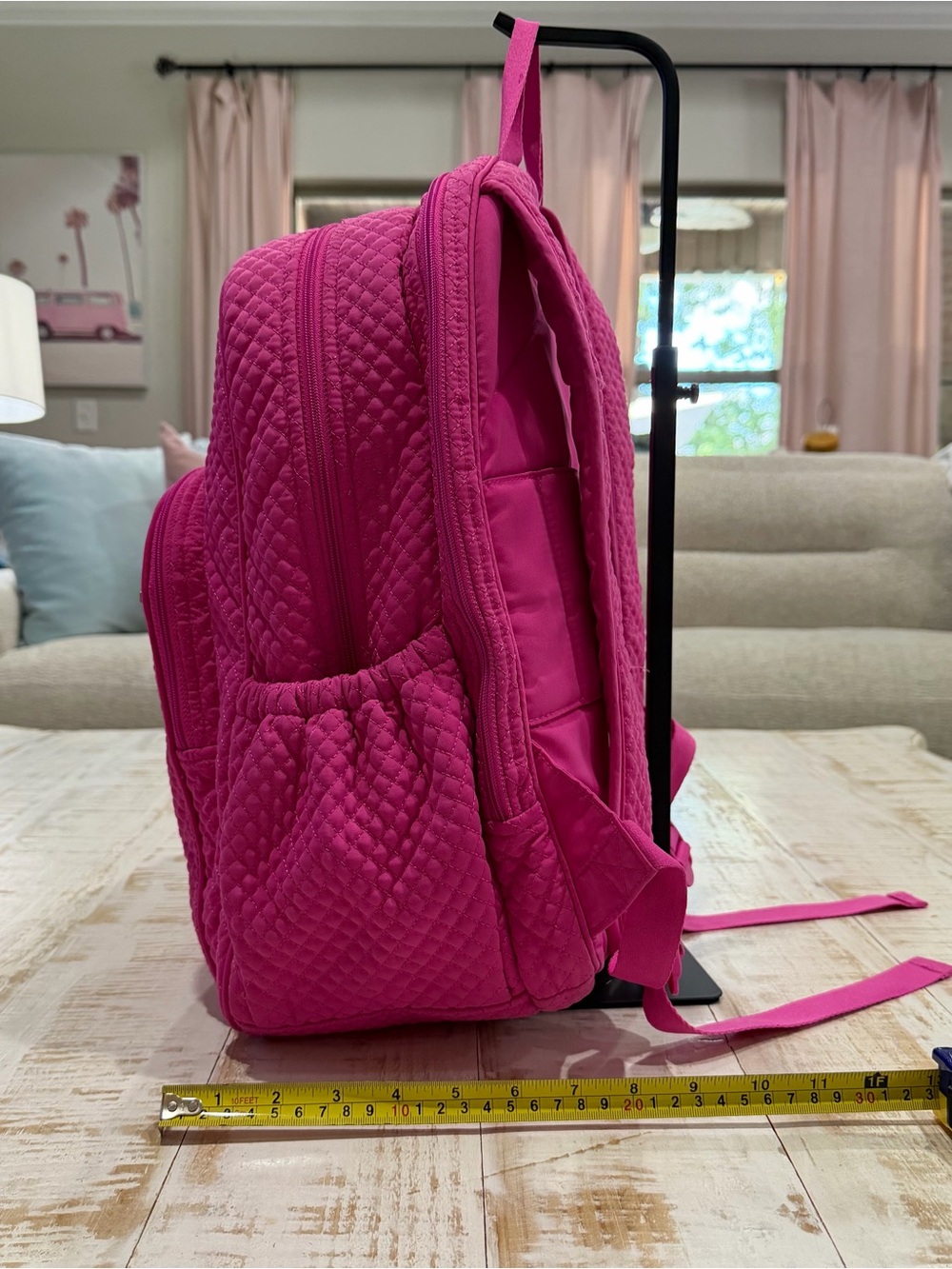 Vera Bradley Microfiber Iconic Campus Backpack in Fuchsia Pink Laptop Bag - Picture 2 of 11